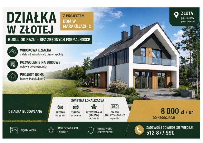 Widokowa działka 34,28 ar z pozwoleniem na budowę